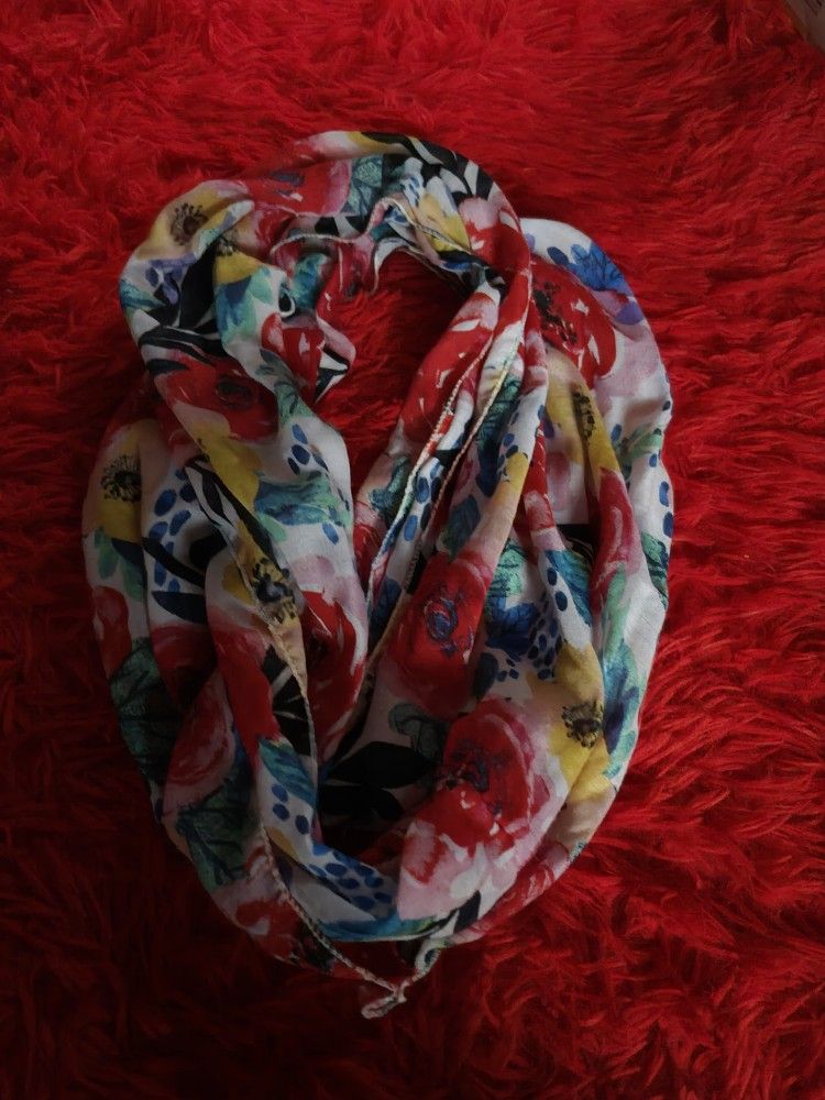 Juncture Women's Chiffon Infinity Scarf Multi-Color Flowers