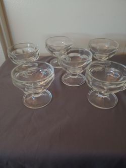 6 vintage clear glasses sherbert dish