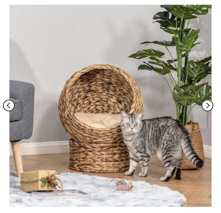 Wicker Cat Bed Basket 