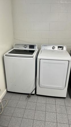 Samsung Top Load Washer + Dryer Set — White, Moisture Sensor