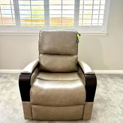 Shayne Leather Power Recliner with Power Headrest – Brand New