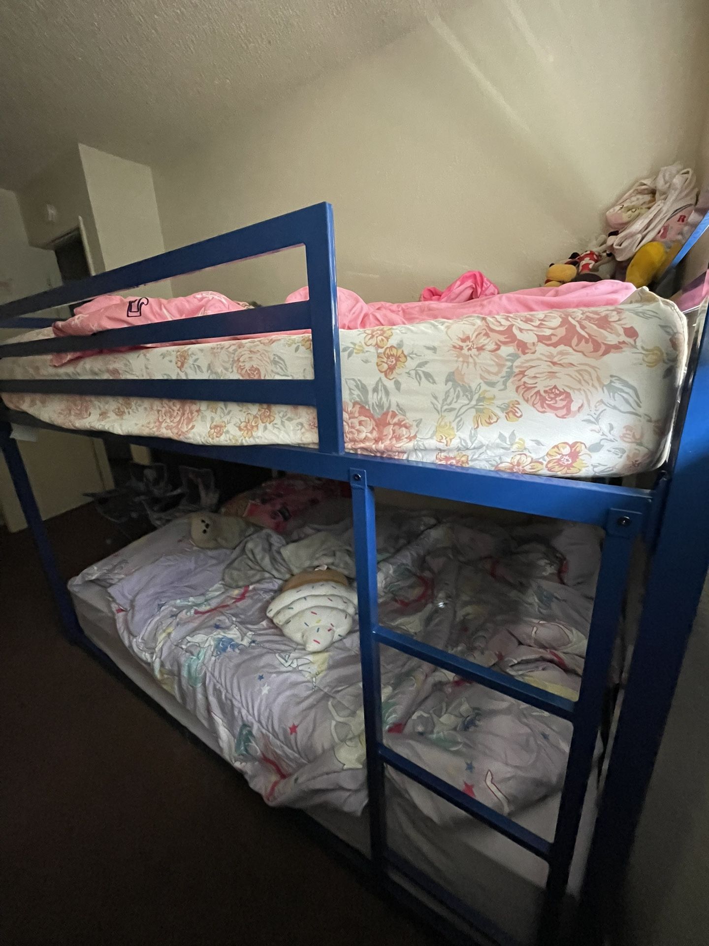 Blue Full Size Top And Bottom Bunk Bed Frame Only