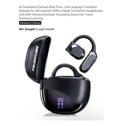 Brand new AI Translation Earbuds Real Time, 144 Language Translator Earbuds for iOS Android, Offline Mode Translation Headphones with APP, Wireless Ea
