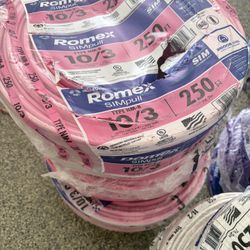 250 ft. 10/3 Solid Romex SIMpull CU NM-B with G Wire Pink Coil