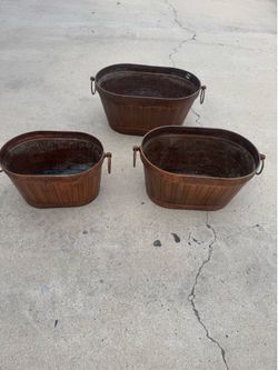 Set of Large Heavy Large Copper Buckets