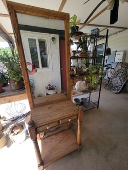70" x 24" x 14" Solid Oak Hall Tree