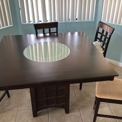 Dark Wooden Table With Thermal Glass