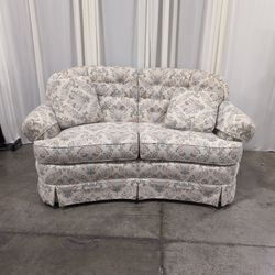 Traditional Floral Fabric Loveseat with Skirted Base