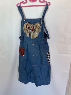 Denim Overall Dress with Patchwork Pockets