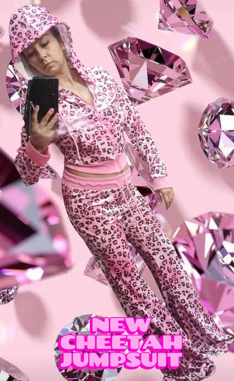 VELOUR PINK CHEETAH JUMPSUIT🩷