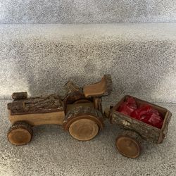 Wooden Tractor With Cart