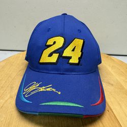 Vintage 90’s Jeff Gordon Signature #24 NASCAR Licensed Blue Snap Back Hat Cap  