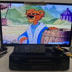 SHARP VC-H810 VCR 4 HEAD HI-FI STEREO VHS WITH REMOTE AND AV CABLES