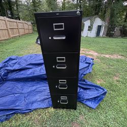 4-Drawer Black Metal Filing Cabinet – 52.5” Tall – Drilled Lock