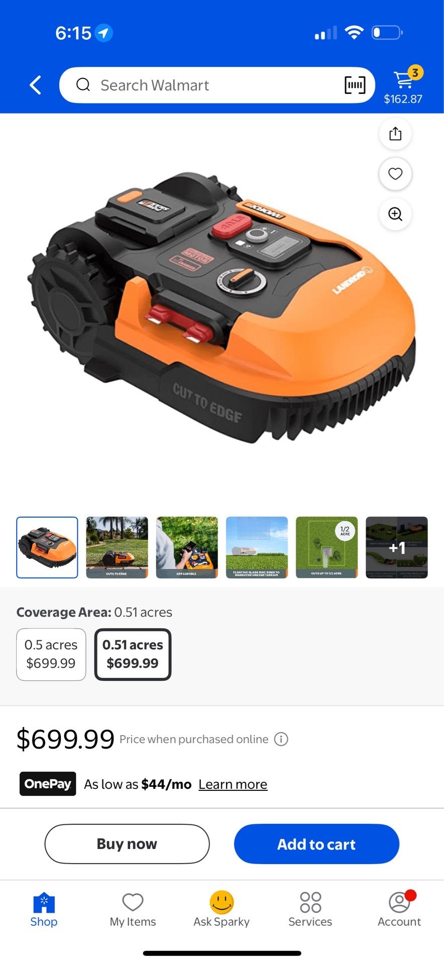 Worx Landroid WR155 Robotic Lawn Mower – 1/2 Acre