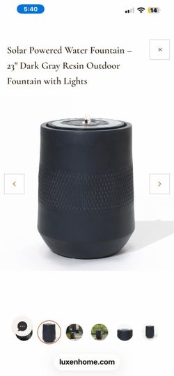 Solar Powered Water Fountain – 23" Dark Gray Resin Outdoor Fountain with Lights   237 $150