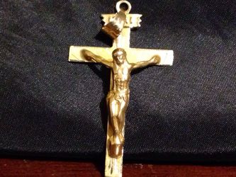 10k solid gold crucifix HIGTH 1 3/4" width 1" grams 1.7