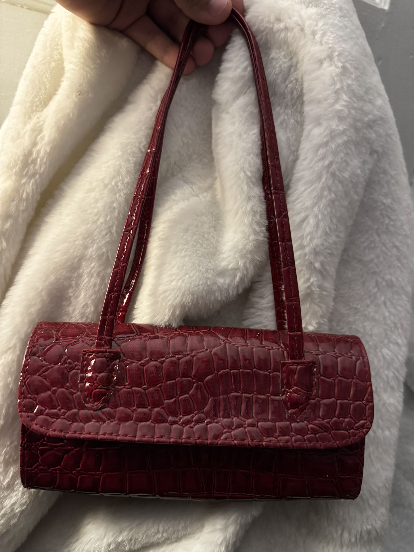 Small Red Croc Shoulder Bag