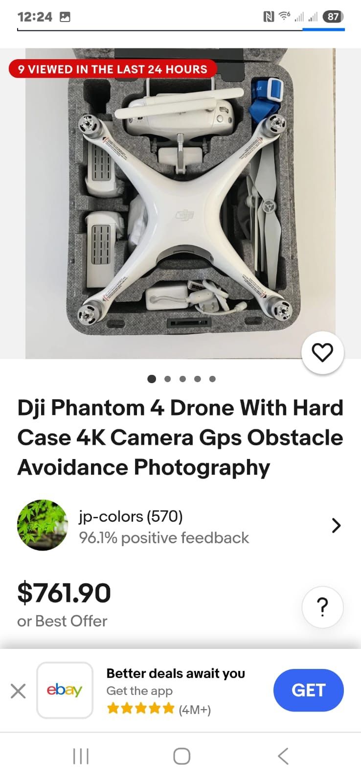 Dji Phantom 4 Drone With Hard Case 4K Camera Gps Obstacle Avoidance Photography