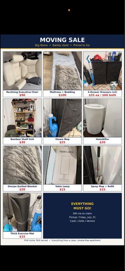 Big items move out sale