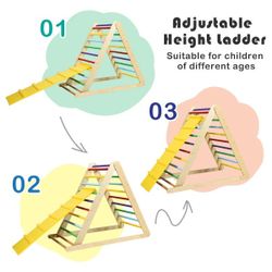 Foldable Wooden Climbing Triangle Indoor Home Climber w/Ladder for Baby Toddler

