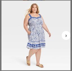 Blue Floral Sundress with Smocked Waist