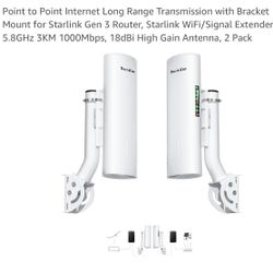 Burbifro Point to Point Internet Long Range Transmission with Bracket Mount for Starlink Gen 3 Router, Starlink WiFi/Signal Extender, 5.8GHz 3KM 1000M
