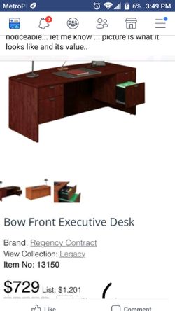 Bow front executive desk