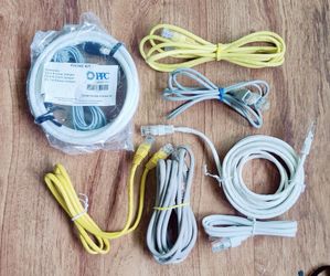 Lot Of 8 Cat 6 ethernet Cables 7ft, 6ft And Coaxial Cable