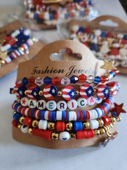 Set of six USA bracelets