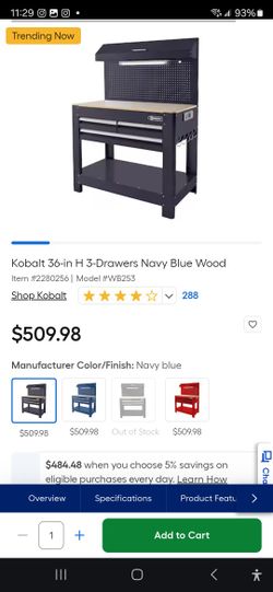 Kolbolt 36" 4 Draw Workbench With Back Wallq