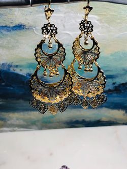 tricolor chandelier earrings