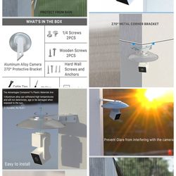 Outside Corner Wall Mount for Wyze Cam Pan V3,with Weather Shield Metal Cover,Avoids Rain and Snow Covering Camera Lens,270° No Blind Spot Monitoring 