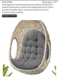 NEW-CUSHION ONLY-Patio Egg Chair CUSHION Replacement, Button Tufted Thick Outdoor Swing Chair CUSHION with High Elasticity PP Cotton and Skin-Friendly