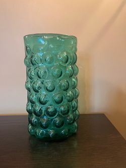 10" Vintage MCM Blenko Glass Signed Bubble Vase Wayne Husted