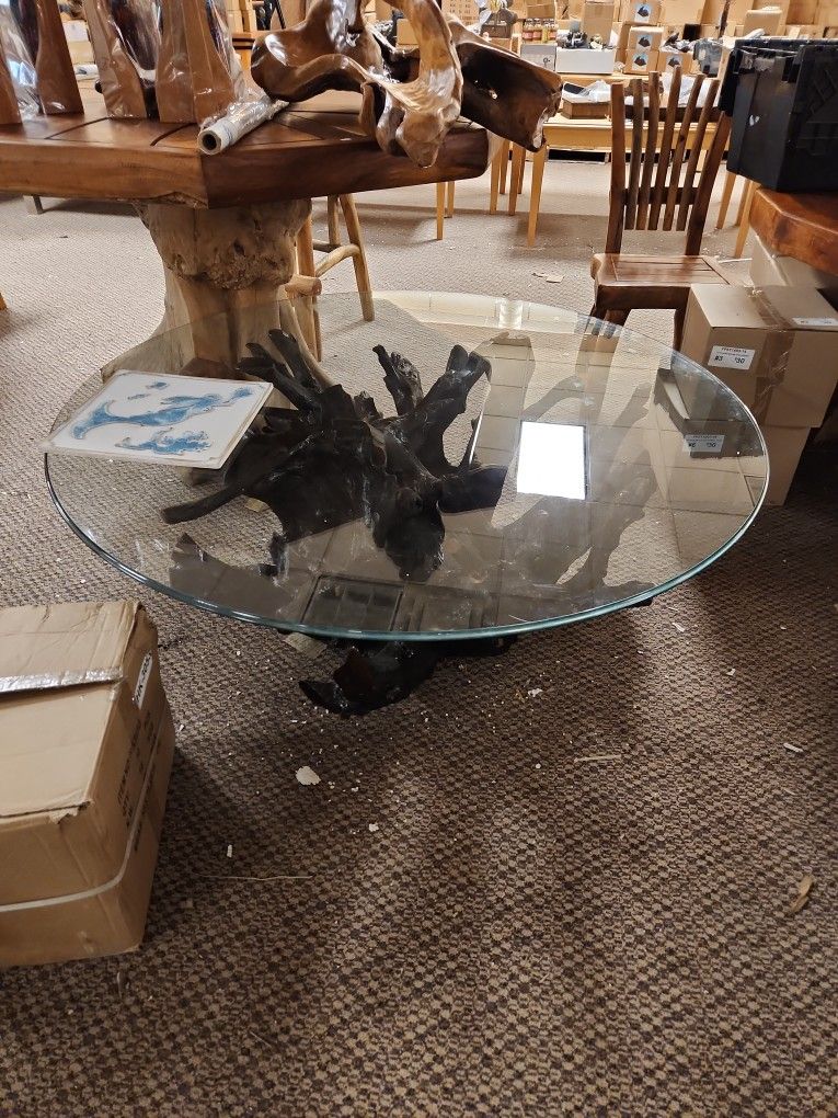 Teak Glass Top Coffe Table