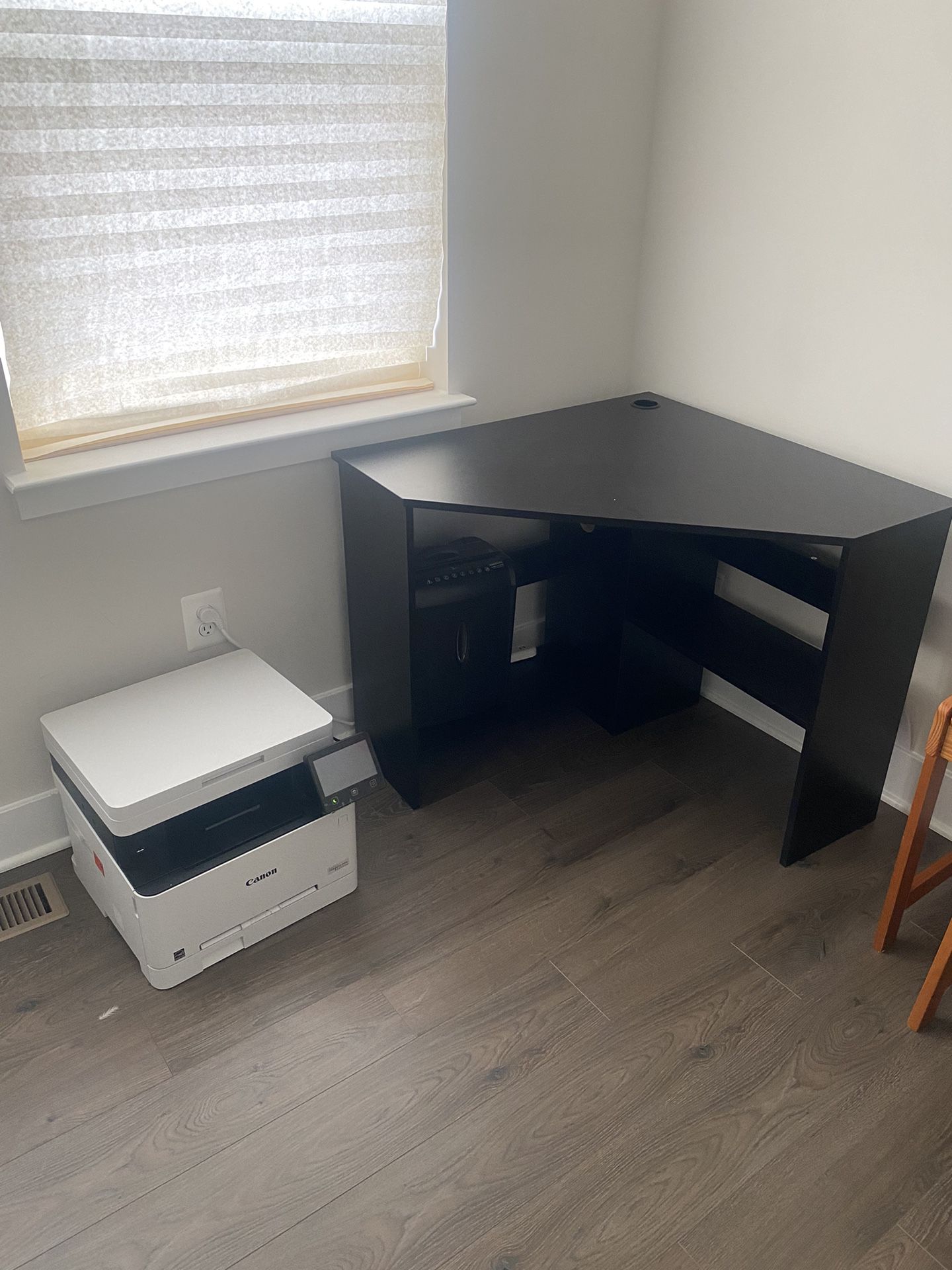 Black Corner Desk & Printer