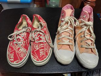 Pink Converse Shoes Size 5  $7.00  and  Red and White Vans, Size 6,  $7.00 