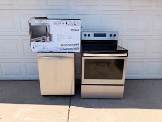Range Stove Dishwasher Microwave Stainless Set 60 Day Warranty