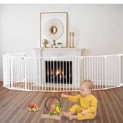 Kfvigoho Baby Gate 35"-199" Extra-Wide Gate for Stairs, Play Yard Child Safety Gate, Dog-gate with Auto-Close Door, Double Locking System for Fireplac