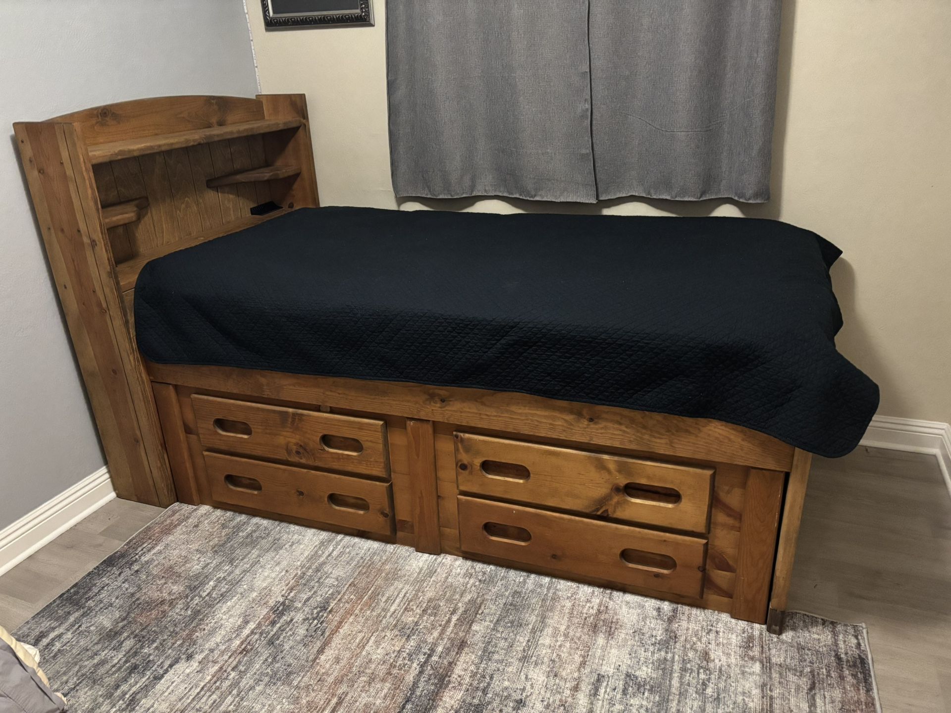 Twin Bed With Shelf, Desk, Dresser