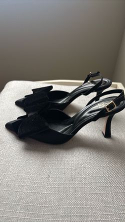Jessica Simpson Black Velvet Bow Slingback Heels (size 7)
