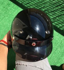 Custom police half motorcycle helmet all black large