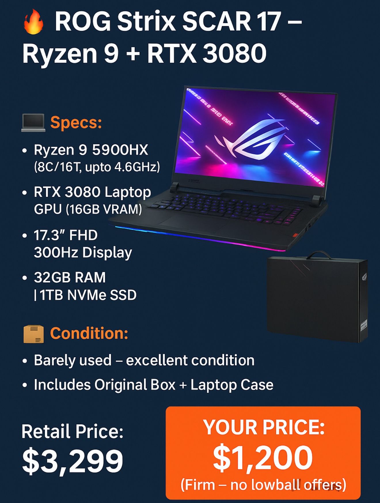 🔥 ROG Strix SCAR 17 – Ryzen 9 + RTX 3080 🔥