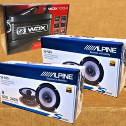 🚨 No Credit Needed 🚨 Alpine S2-S65 2-Sets 6.5" 2-Way Coaxial Speaker System 4 Channel Amplifier Package 🚨 Payment Options Available 🚨
