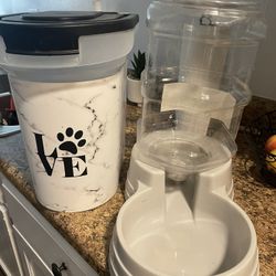 Dog Food Storage Water Bowl 