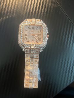Iced out Rose Gold Baguettes Diamond designer Watch