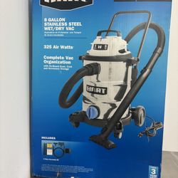 NEW!!!!  HART 8 Gallon Stainless Steel Wet/Dry Vacuum features a  6 Peak HP high-performance