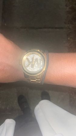Michael Kors Gold-Tone Crystal Pave Watch