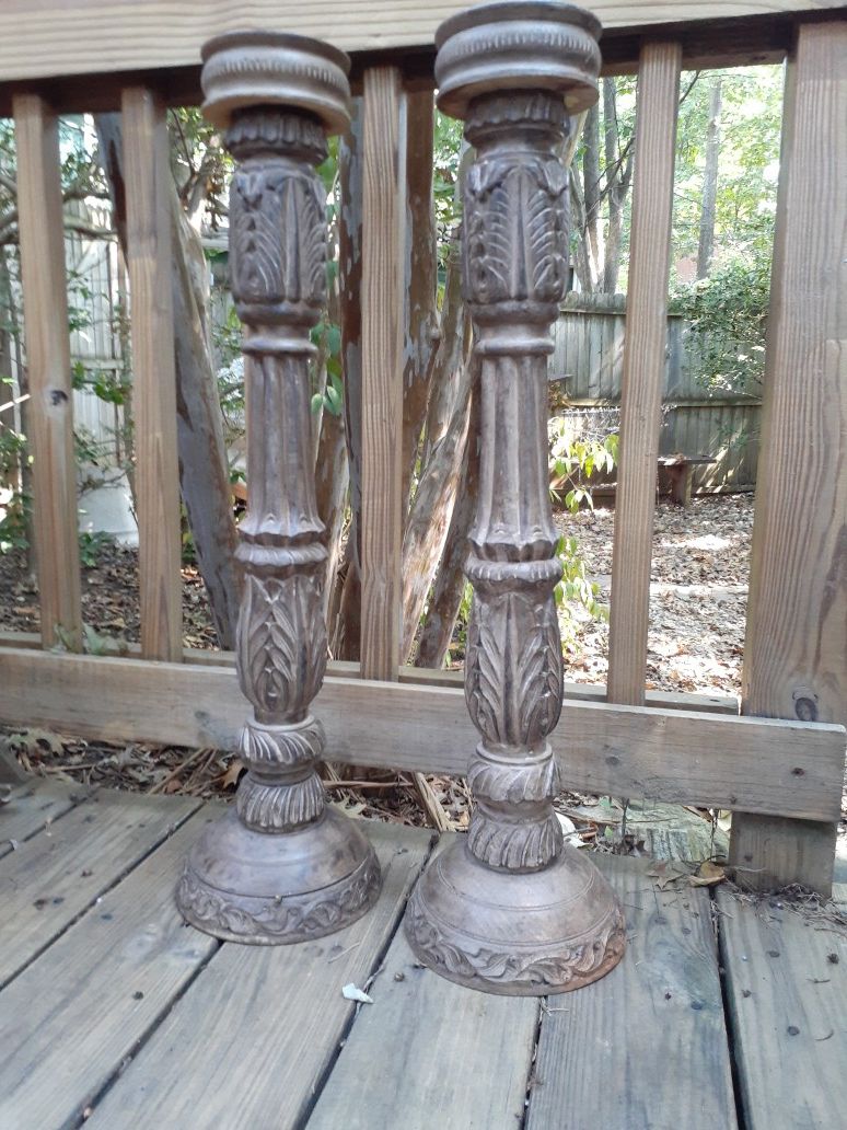 Tall wood candle holders